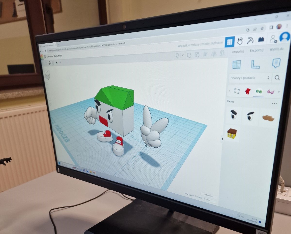 Na zdjęciu widać model postaci wykonany w programie Tinkercad przez jednego z uczniów